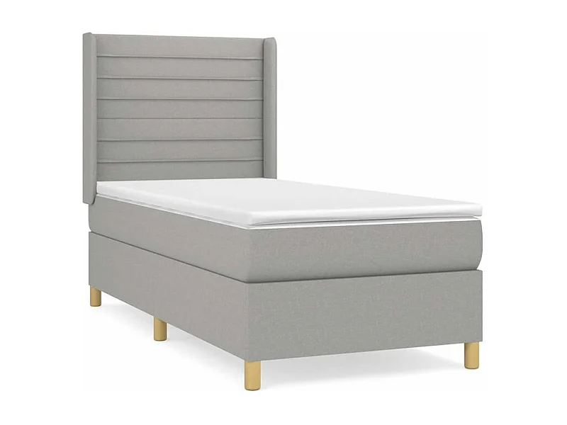 Sommier à lattes de lit avec matelas Gris clair 100x200 Tissu