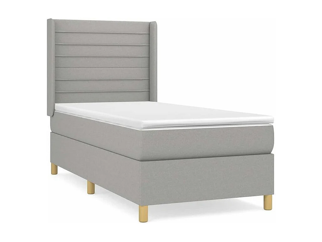 Sommier à lattes de lit avec matelas Gris clair 100x200 Tissu