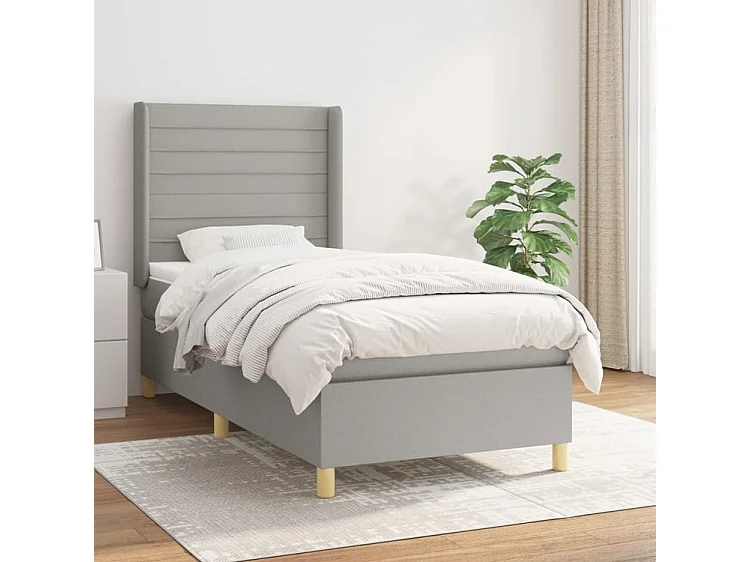 Sommier à lattes de lit avec matelas Gris clair 100x200 Tissu