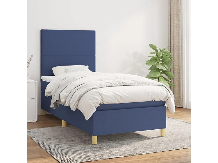 Sommier à lattes de lit avec matelas Bleu 80x200 Tissu