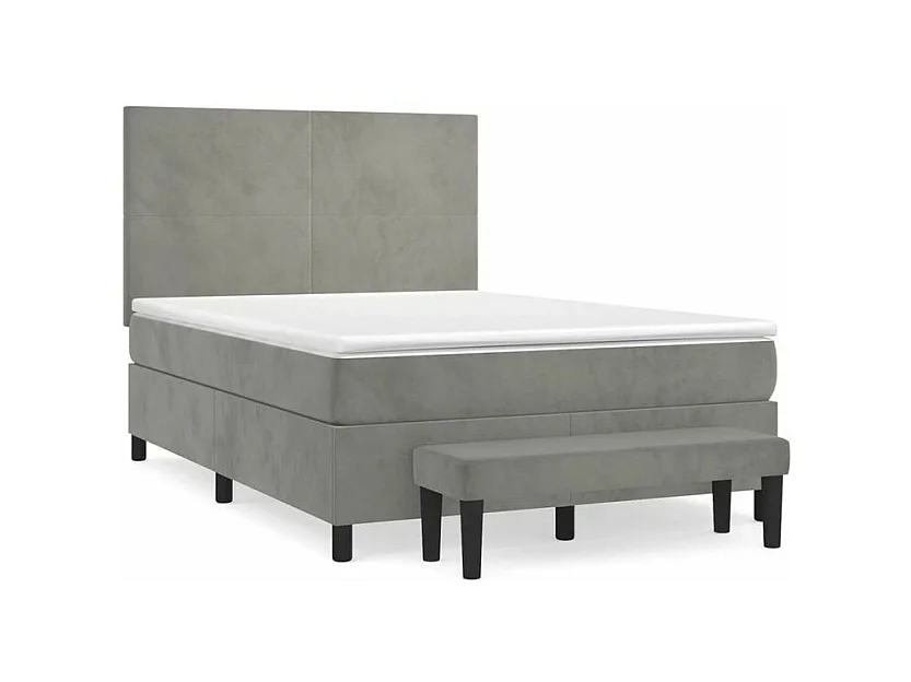 Sommier à lattes de lit et matelas Gris clair 140x200 Velours