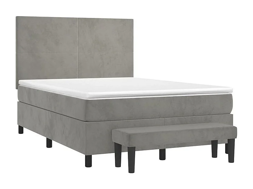 Sommier à lattes de lit et matelas Gris clair 140x200 Velours