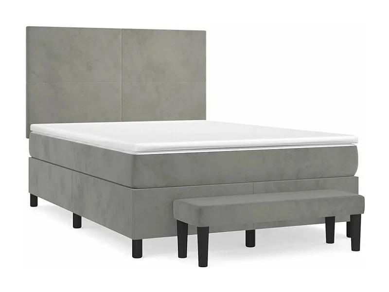 Sommier à lattes de lit et matelas Gris clair 140x200 Velours