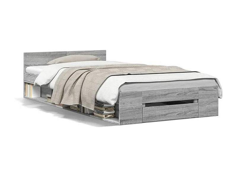 Cadre de lit et tiroir sonoma gris 90x190 bois d'ingénierie