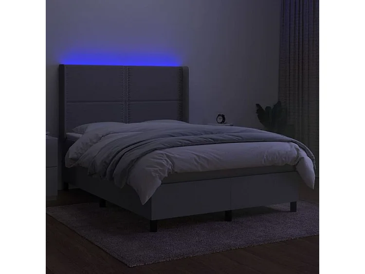 Sommier à lattes de lit matelas LED Gris clair 140x200 Tissu