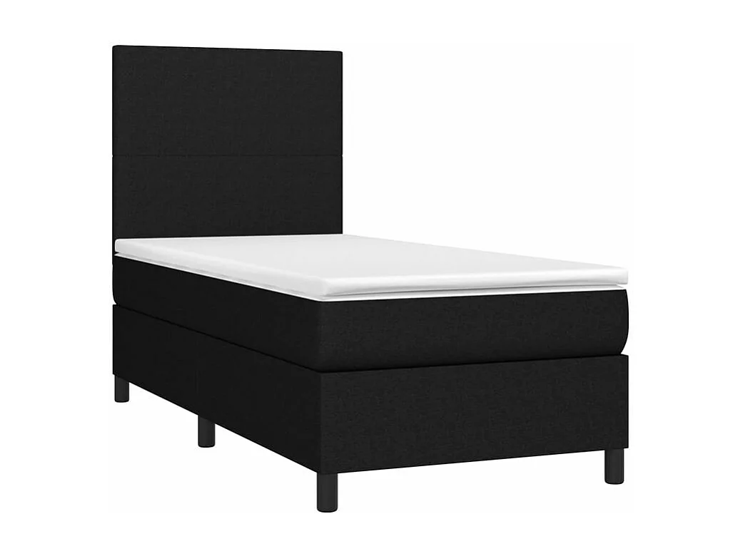 Sommier à lattes de lit avec matelas et LED Noir 90x200 Tissu