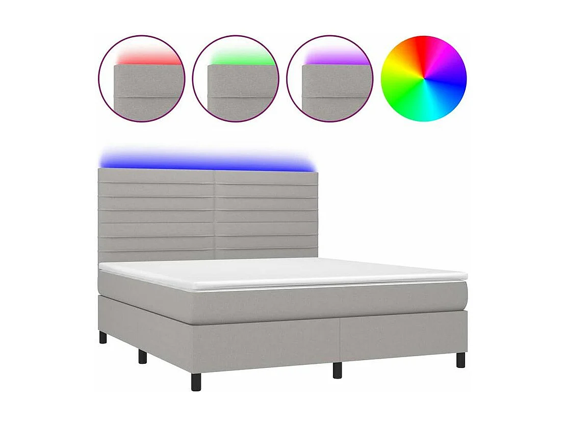 Sommier à lattes de lit et matelas et LED Gris clair 160x200