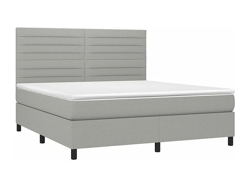 Sommier à lattes de lit et matelas et LED Gris clair 160x200