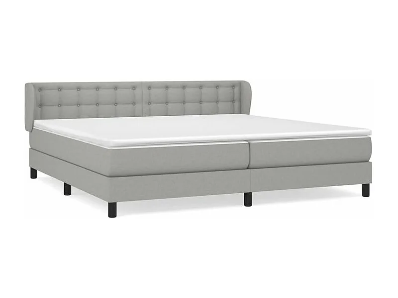 Sommier à lattes de lit avec matelas Gris clair 200x200 Tissu