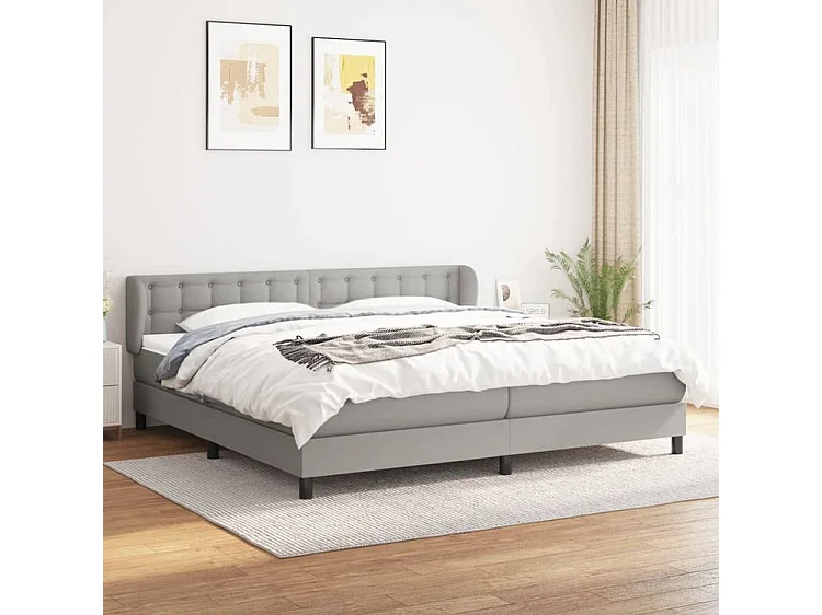 Sommier à lattes de lit avec matelas Gris clair 200x200 Tissu