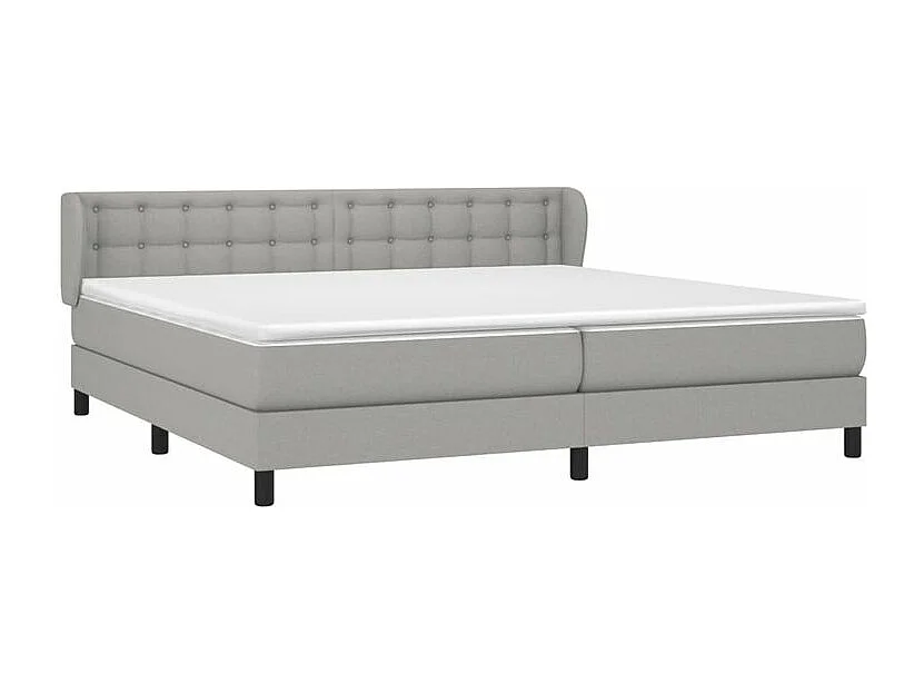 Sommier à lattes de lit avec matelas Gris clair 200x200 Tissu