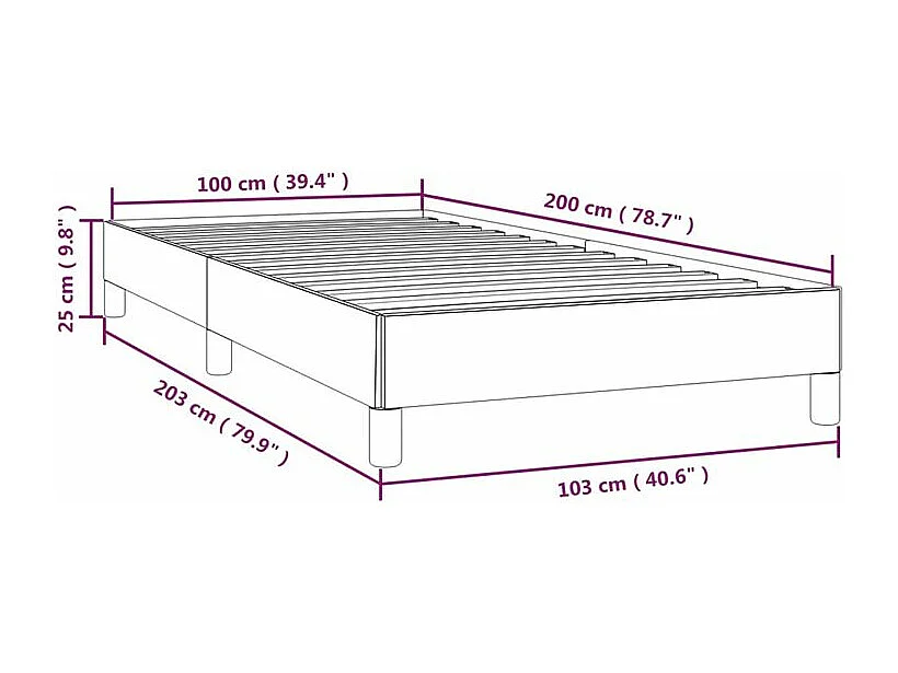 Cadre de lit Noir 100x200 Similicuir