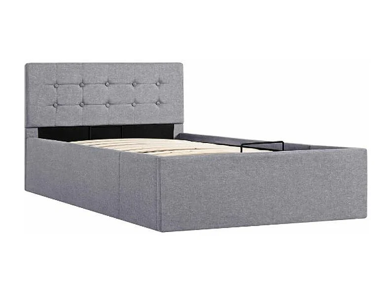 Lit coffre tissu gris clair Rundo 100x200