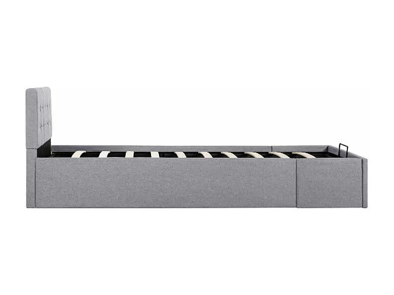 Lit coffre tissu gris clair Rundo 100x200
