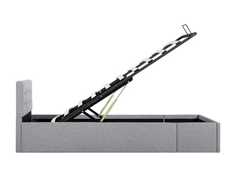 Lit coffre tissu gris clair Rundo 100x200