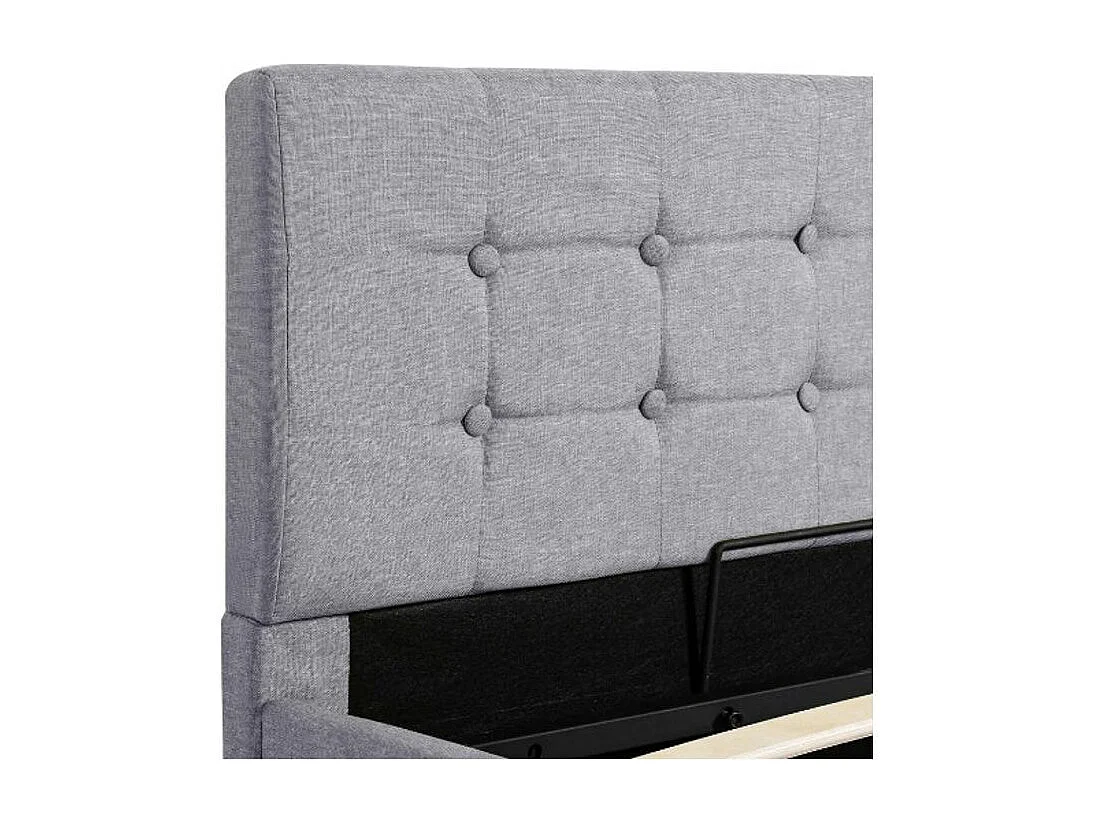 Lit coffre tissu gris clair Rundo 100x200