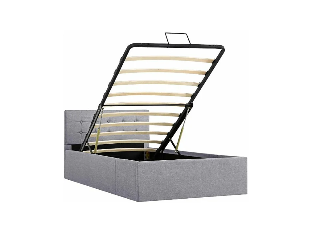 Lit coffre tissu gris clair Rundo 100x200