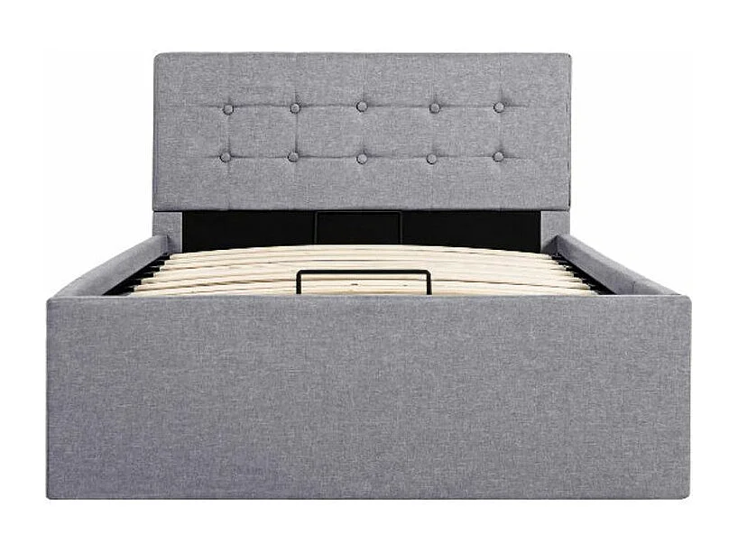 Lit coffre tissu gris clair Rundo 100x200