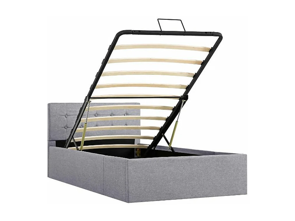 Lit coffre tissu gris clair Rundo 100x200