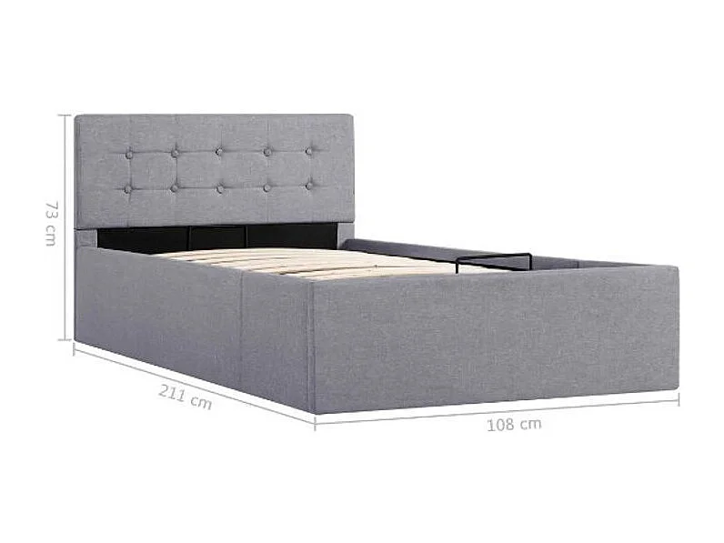 Lit coffre tissu gris clair Rundo 100x200