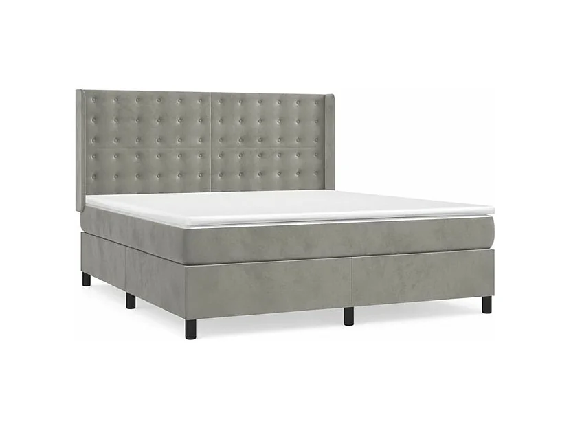 Sommier à lattes de lit et matelas Gris clair 180x200 Velours