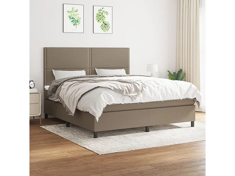 Sommier à lattes de lit avec matelas Taupe 180x200 Tissu