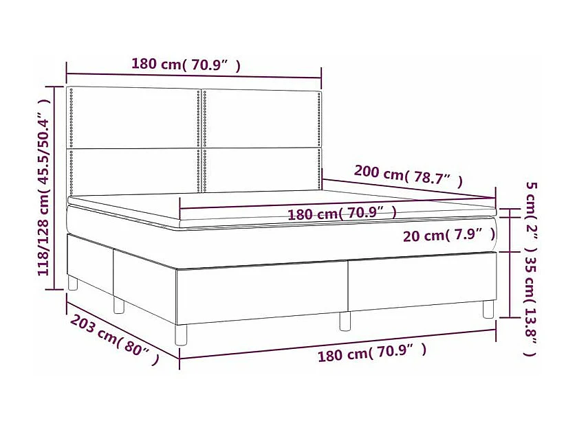 Sommier à lattes de lit avec matelas Taupe 180x200 Tissu