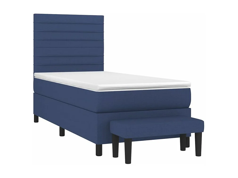 Sommier à lattes de lit avec matelas Bleu 100x200 Tissu