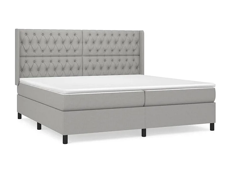 Sommier à lattes de lit avec matelas Gris clair 200x200 Tissu