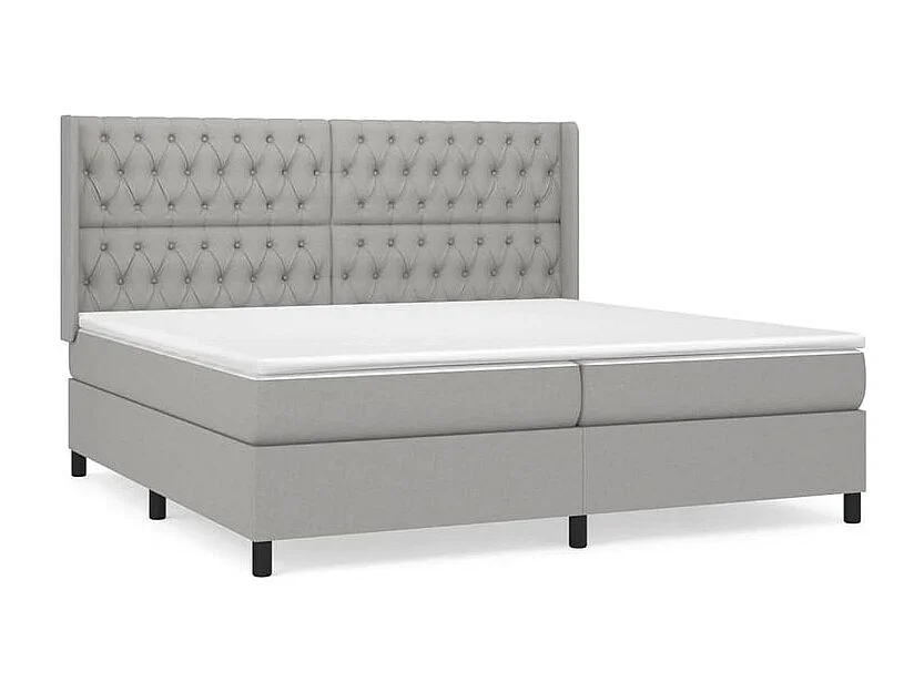 Sommier à lattes de lit avec matelas Gris clair 200x200 Tissu