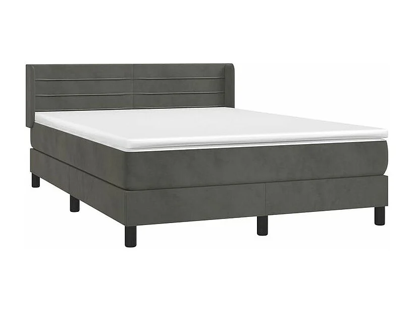 Sommier à lattes de lit et matelas Gris foncé 140x190 Velours