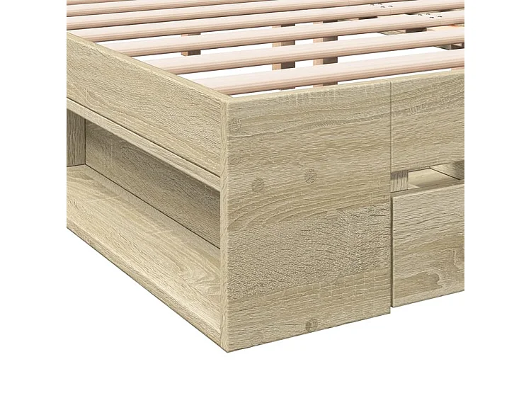 Cadre de lit à tiroirs chêne sonoma 180x200 bois d'ingénierie