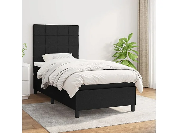 Sommier à lattes de lit et matelas Noir 80x200 Tissu