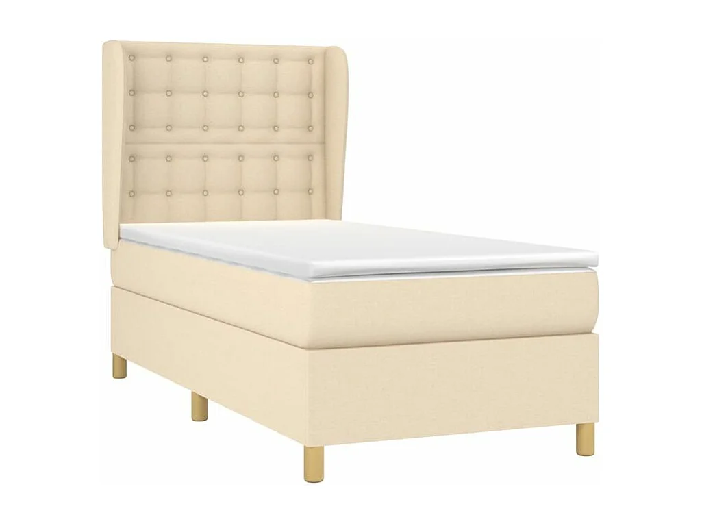 Sommier à lattes de lit avec matelas Crème 100x200 Tissu
