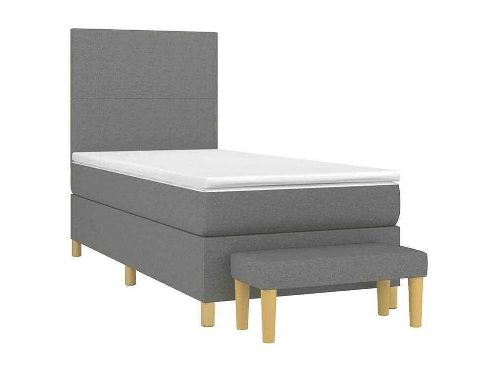 Sommier à lattes de lit avec matelas Gris foncé 90x200 Tissu