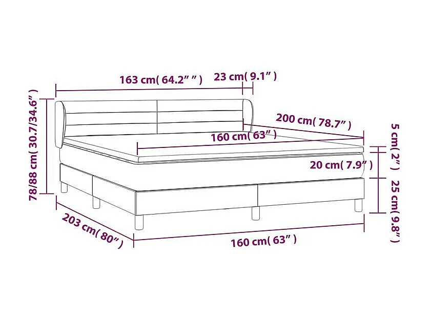 Sommier à lattes de lit avec matelas Gris clair 160x200 Tissu