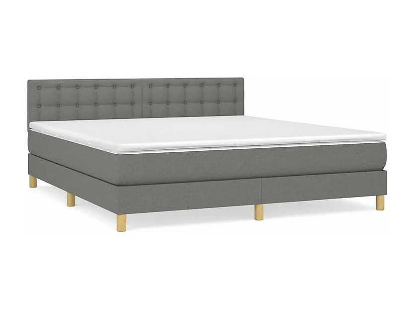 Sommier à lattes de lit avec matelas Gris foncé 160x200 Tissu