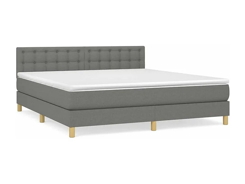 Sommier à lattes de lit avec matelas Gris foncé 160x200 Tissu