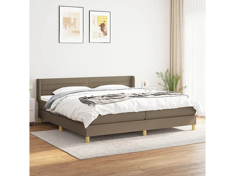 Sommier à lattes de lit avec matelas Taupe 200x200 Tissu