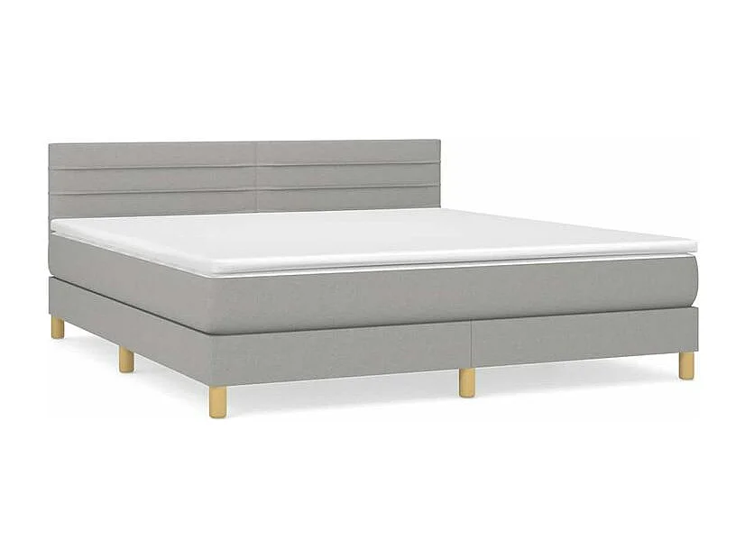 Sommier à lattes de lit avec matelas Gris clair 180x200 Tissu