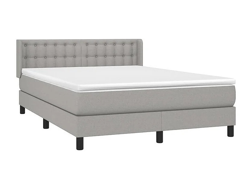 Sommier à lattes de lit avec matelas Gris clair 140x200 Tissu