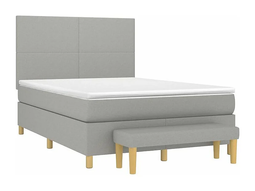 Sommier à lattes de lit avec matelas Gris clair 140x190 Tissu
