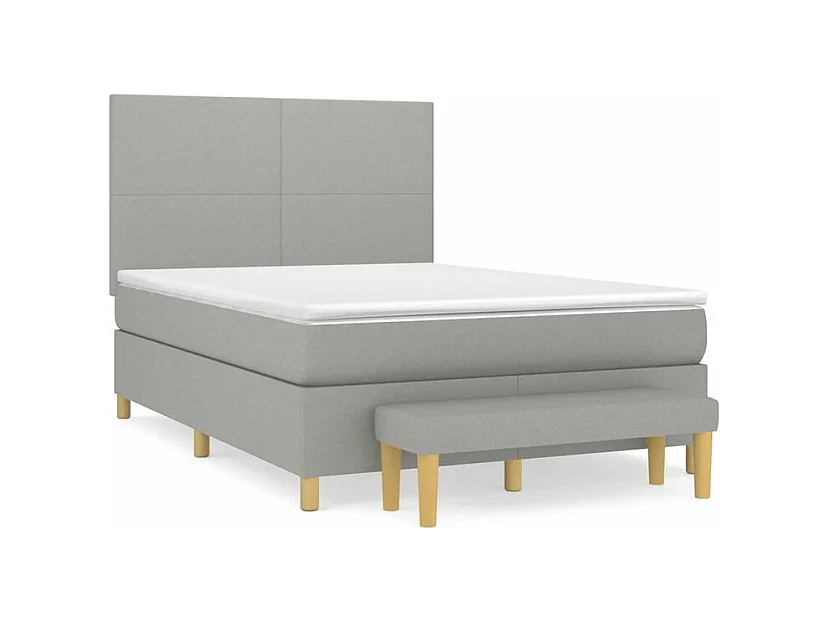 Sommier à lattes de lit avec matelas Gris clair 140x190 Tissu