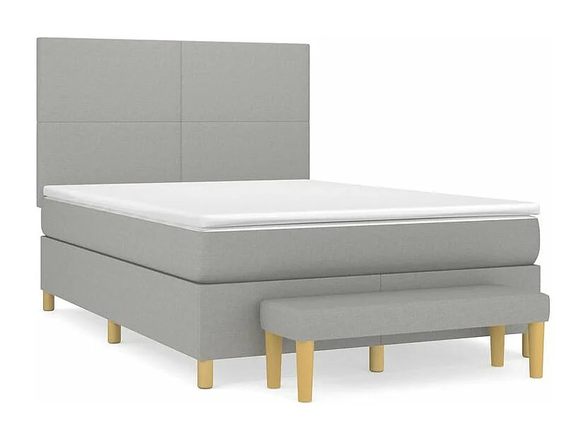 Sommier à lattes de lit avec matelas Gris clair 140x190 Tissu