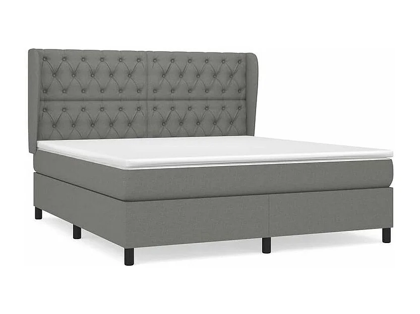 Sommier à lattes de lit avec matelas Gris foncé 160x200 Tissu