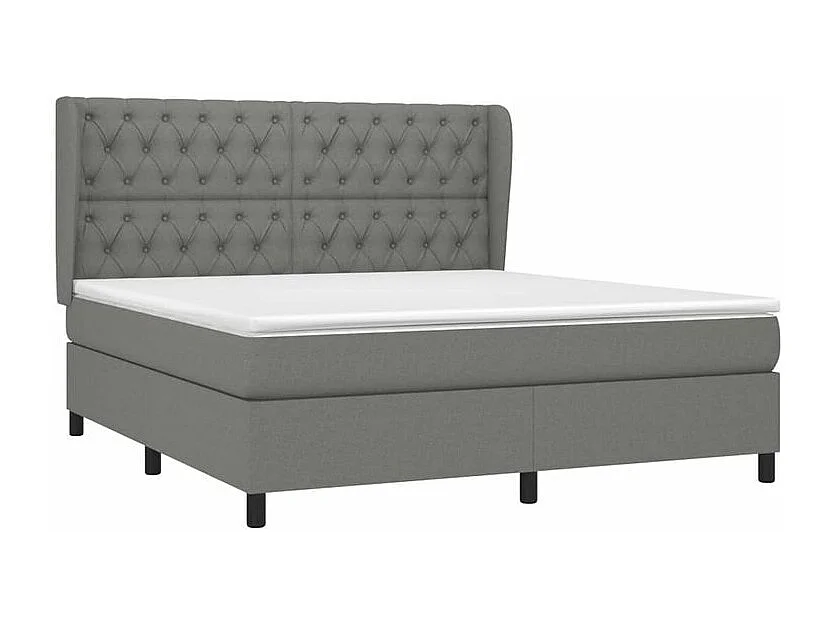 Sommier à lattes de lit avec matelas Gris foncé 160x200 Tissu