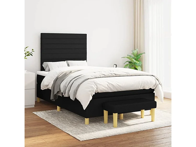 Sommier à lattes de lit avec matelas Noir 120x200 Tissu