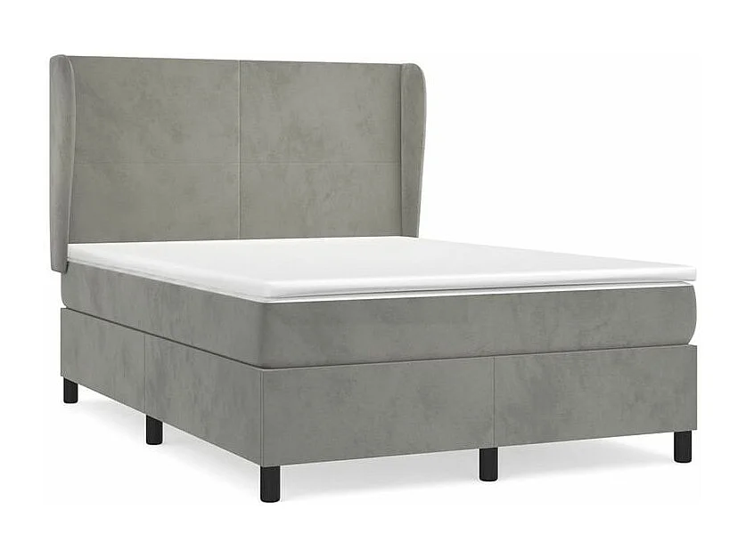 Sommier à lattes de lit et matelas Gris clair 140x200 Velours