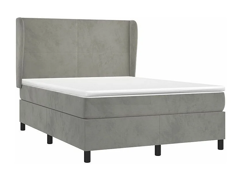 Sommier à lattes de lit et matelas Gris clair 140x200 Velours