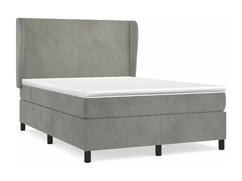 Sommier à lattes de lit et matelas Gris clair 140x200 Velours